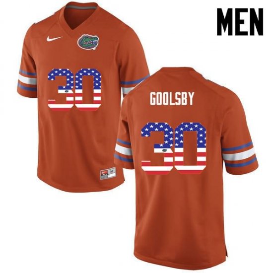 Men's Florida Gators #30 DeAndre Goolsby NCAA Nike Orange USA Flag Fashion Authentic Stitched College Football Jersey SGM2362NF